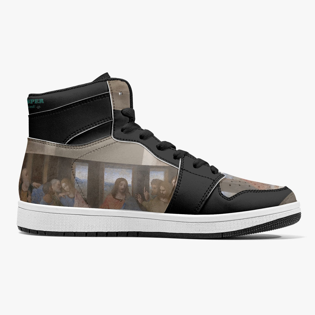 209. Custom Designed The Last Supper High-Top Leather Sneakers - White / Black