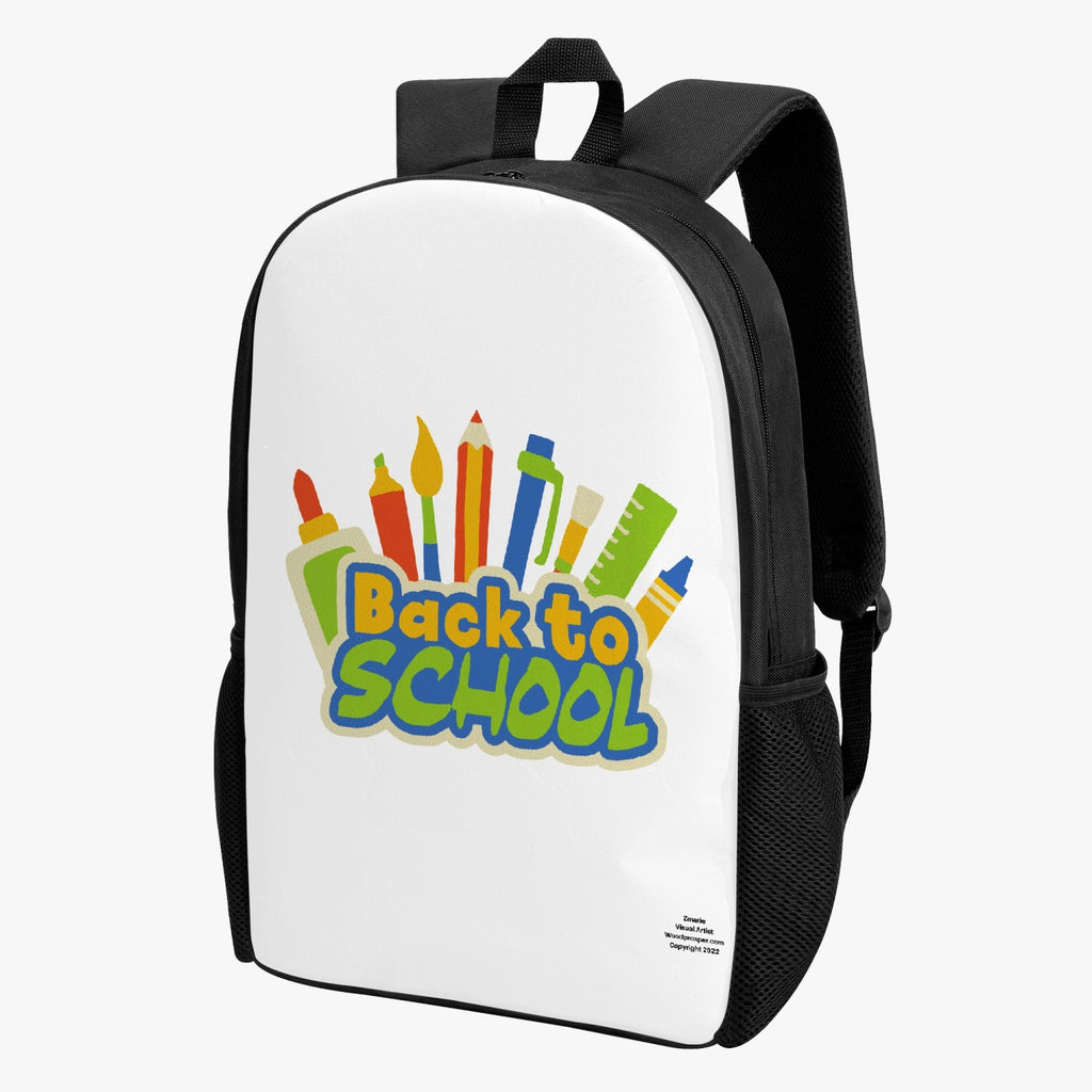 Back To School Kid's School Backpack (White and Black)