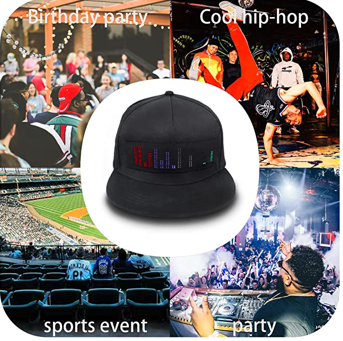 LED Hat with Bluetooth, Programmable LED Cap, Mobile APP Control
