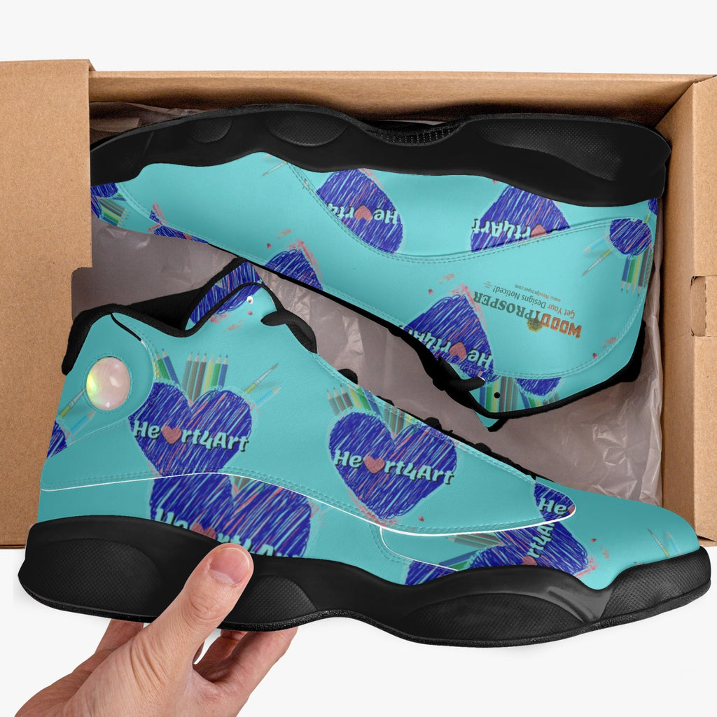 326. Heart4Art Black Sole High-Top Leather Basketball Sneakers