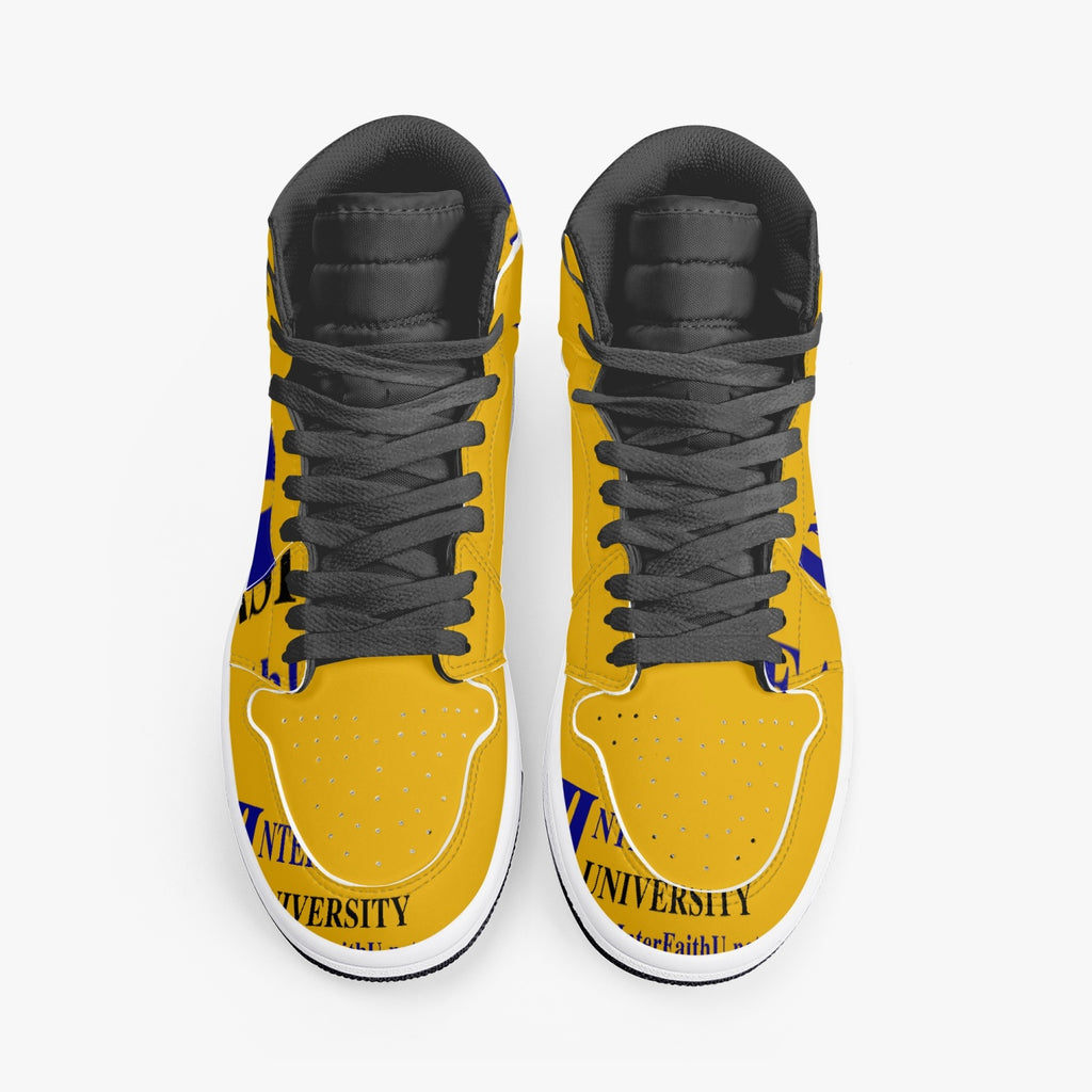 352. Interfaith University New Black High-Top Leather Sneakers