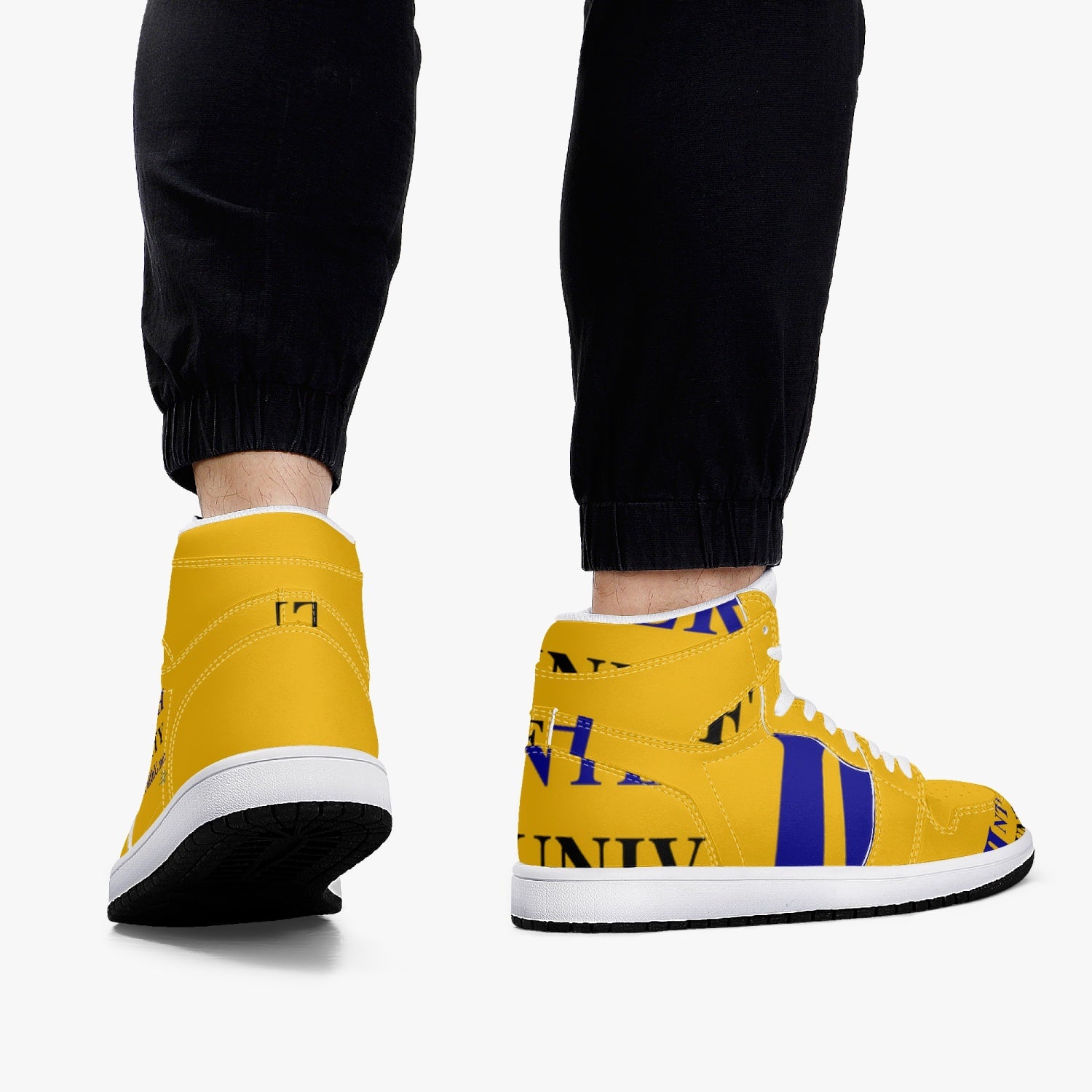 352. Interfaith University New Black High-Top Leather Sneakers