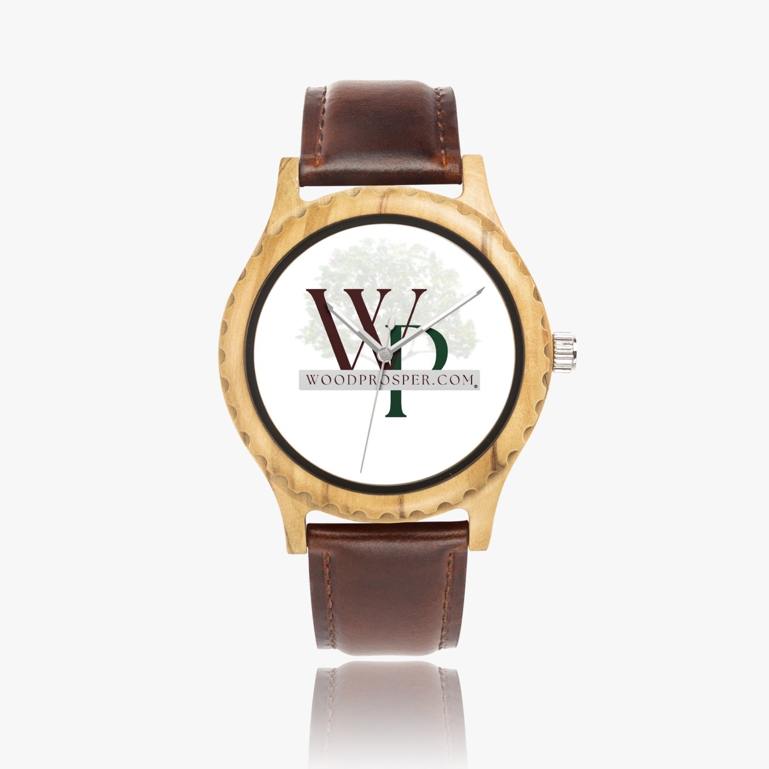 Wood Prosper Italian Olive Lumber Wooden Watch - Leather Strap