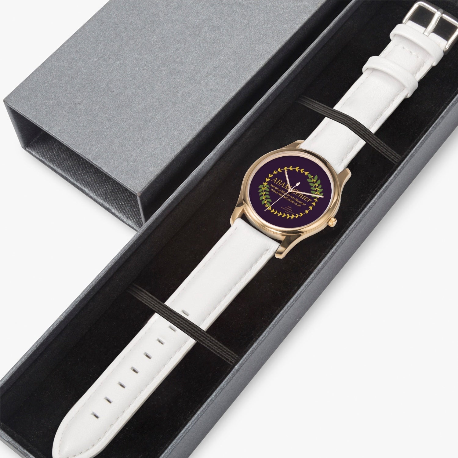 ABAM Center Stylish Leather Strap Classic Quartz Watch (Gold)