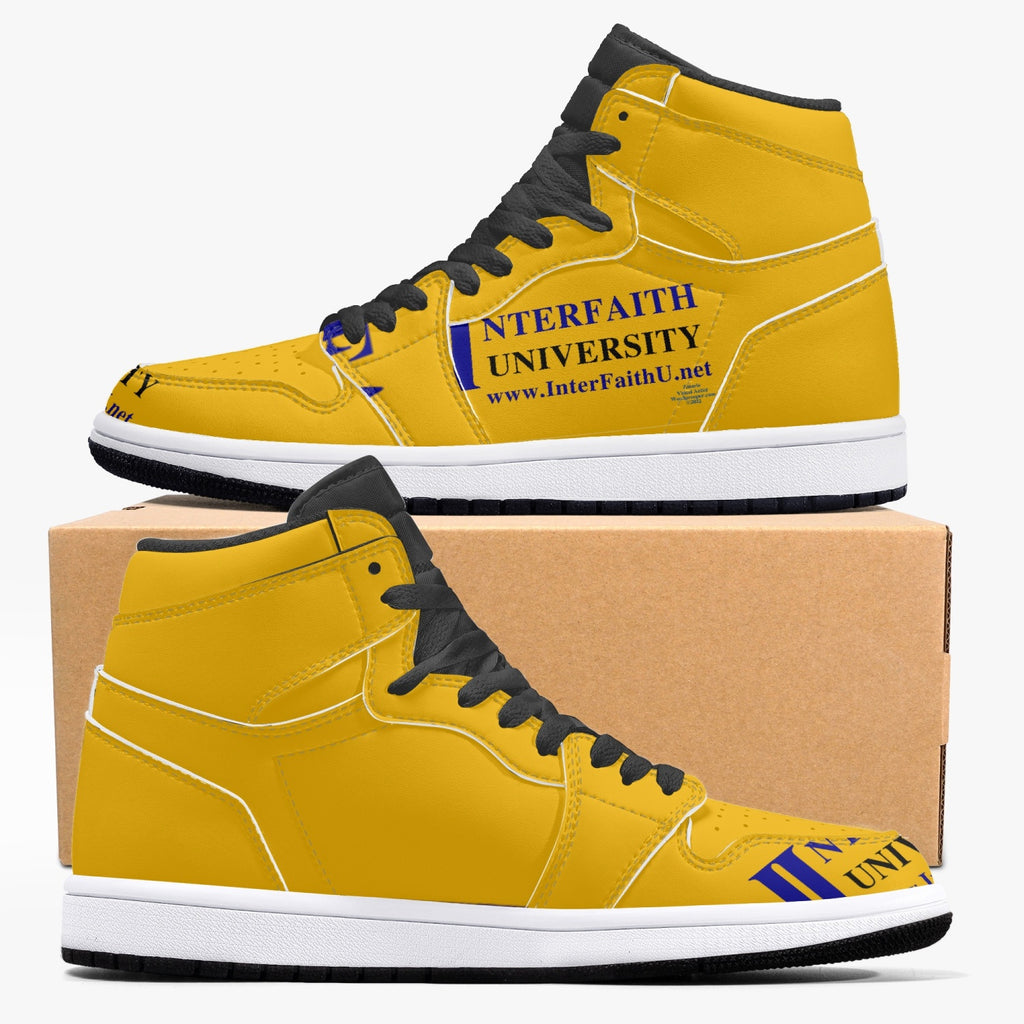 352. Interfaith University New Black High-Top Leather Sneakers