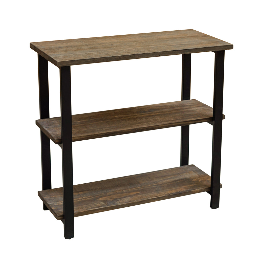 Pomona 31"H 2-Shelf Metal and Solid Wood Under-Window Bookcase