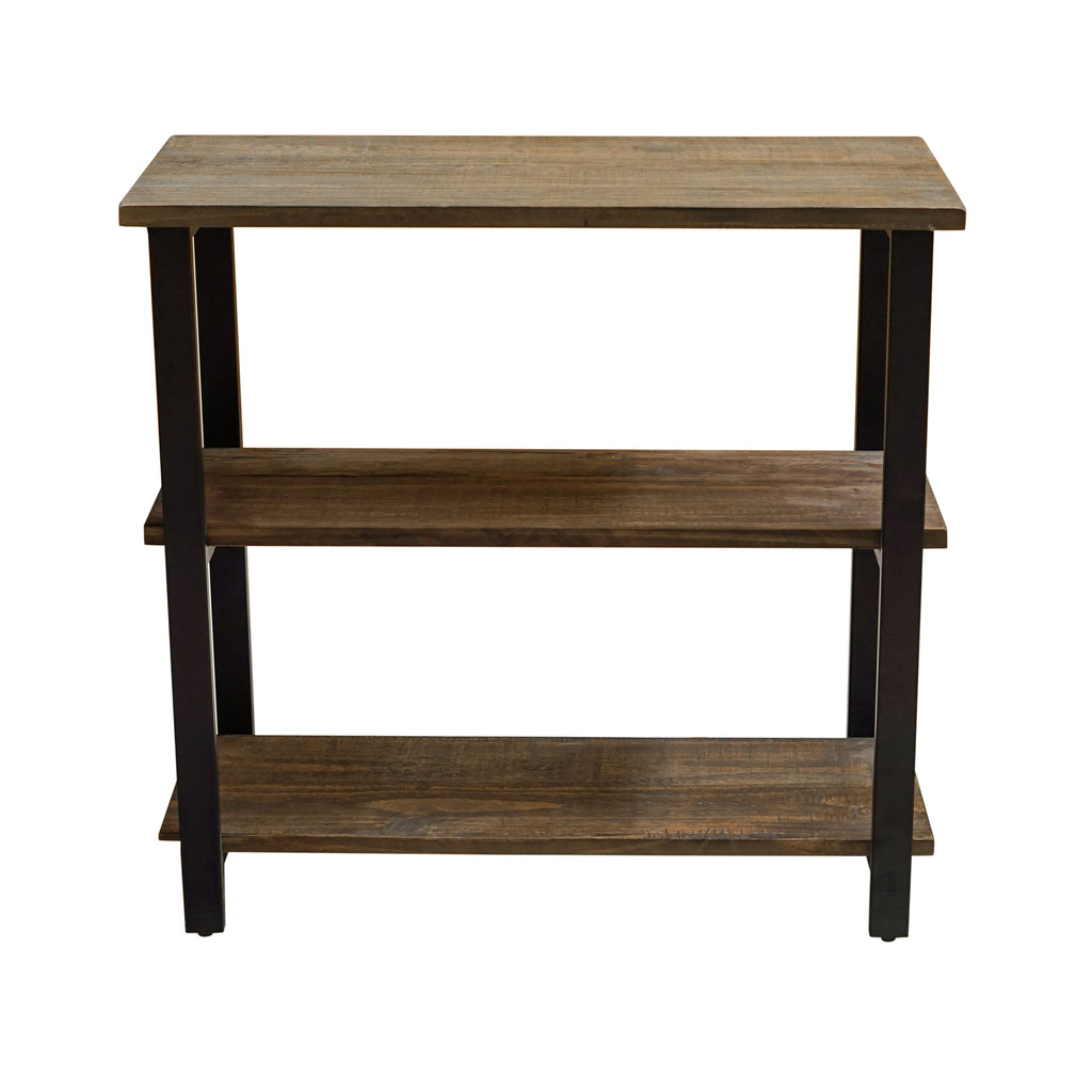 Pomona 31"H 2-Shelf Metal and Solid Wood Under-Window Bookcase