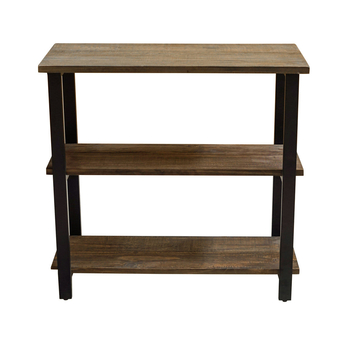 Pomona 31"H 2-Shelf Metal and Solid Wood Under-Window Bookcase