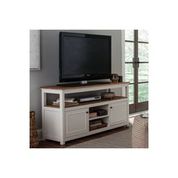 Savannah TV Cabinet, Ivory with Natural Wood Top