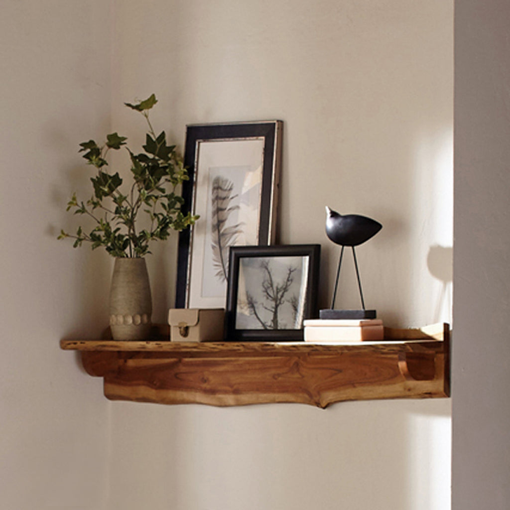 Alpine Natural Live Edge Wood 48& Mantel Shelf