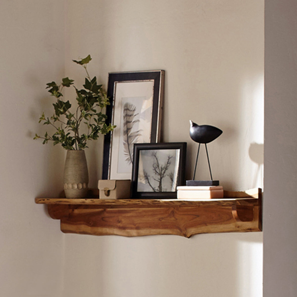 Alpine Natural Live Edge Wood 48& Mantel Shelf