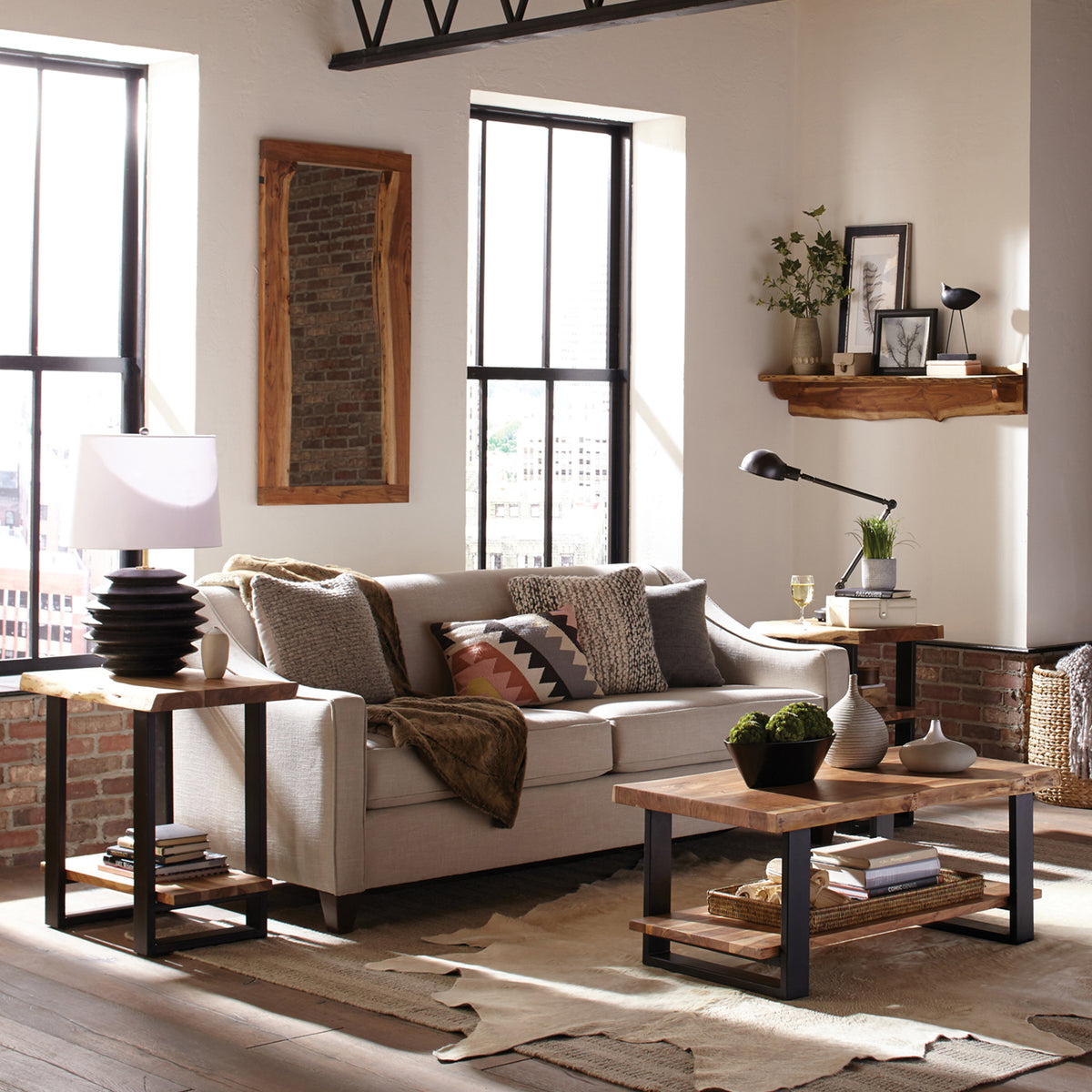 Alpine Natural Live Edge Wood 48& Mantel Shelf