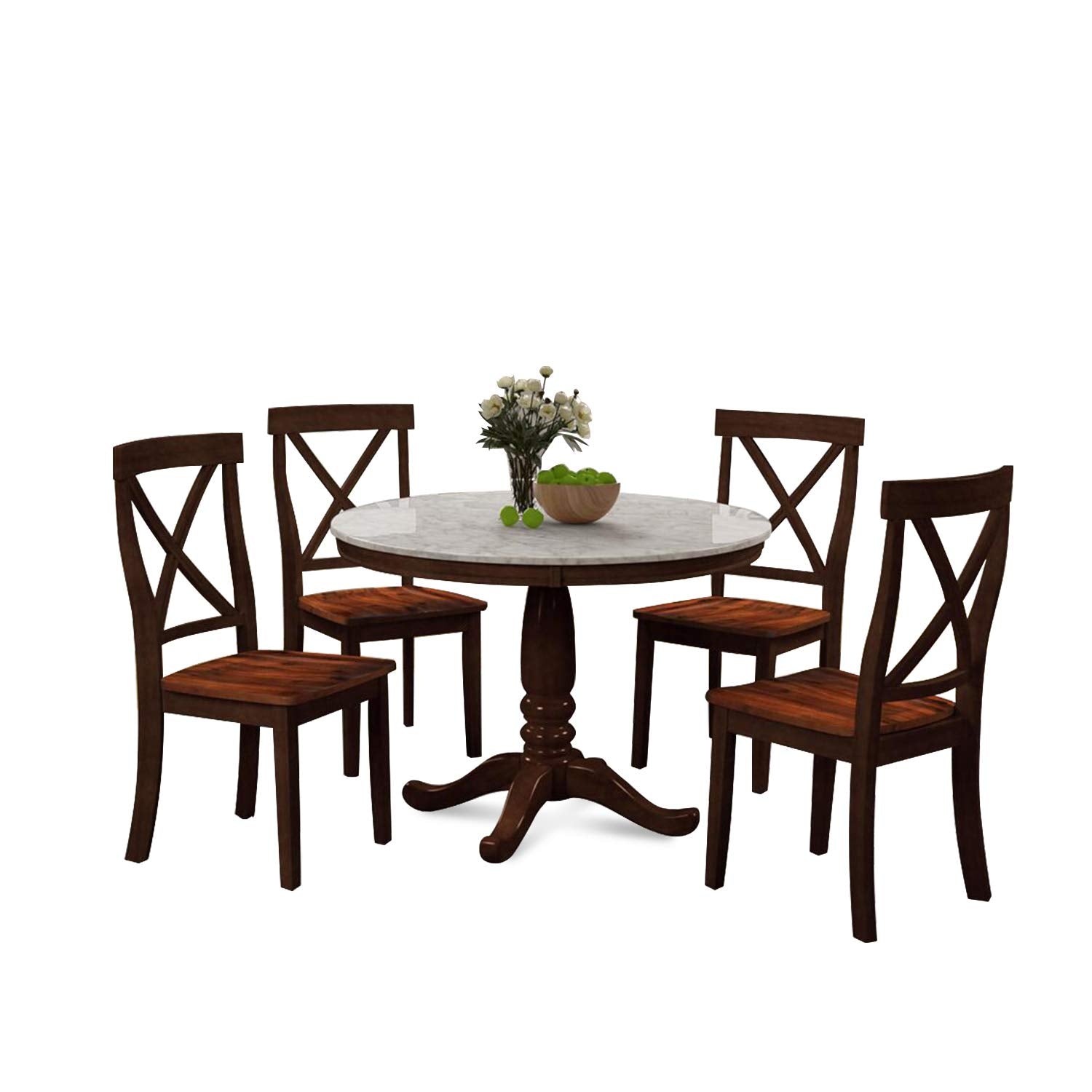 5 Pieces Dining Table and Chairs Set for 4 Persons, Kitchen Room Solid Wood Table with 4 Chairs