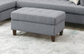 Living Room Cocktail Ottoman Grey Color Polyfiber Wooden Legs Foot stool