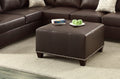 Living Room Cocktail Ottoman Bonded Leather Espresso Color Accent Studding Trim Plywood