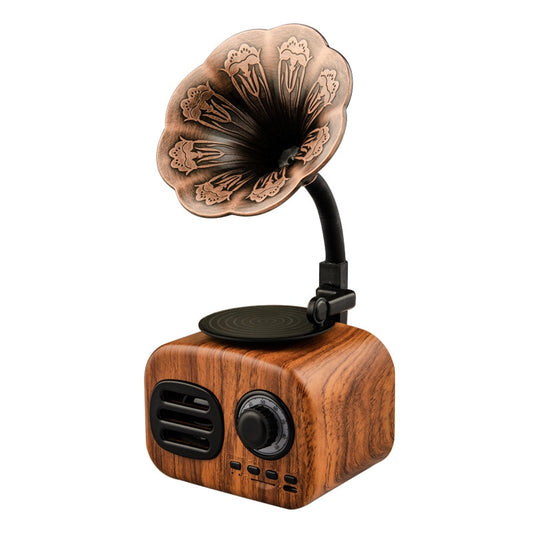 New Antique nostalgic small stereo Bluetooth 5.0 wooden retro phonograph wireless speaker plug in radio card