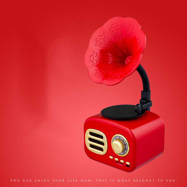 New Antique nostalgic small stereo Bluetooth 5.0 wooden retro phonograph wireless speaker plug in radio card