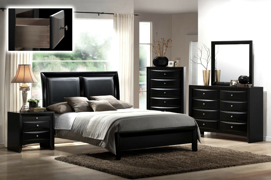 Contemporary Style Nightstand End Table 1Pc Black Finish Wood Veneers & Solids 2 Storage Drawers