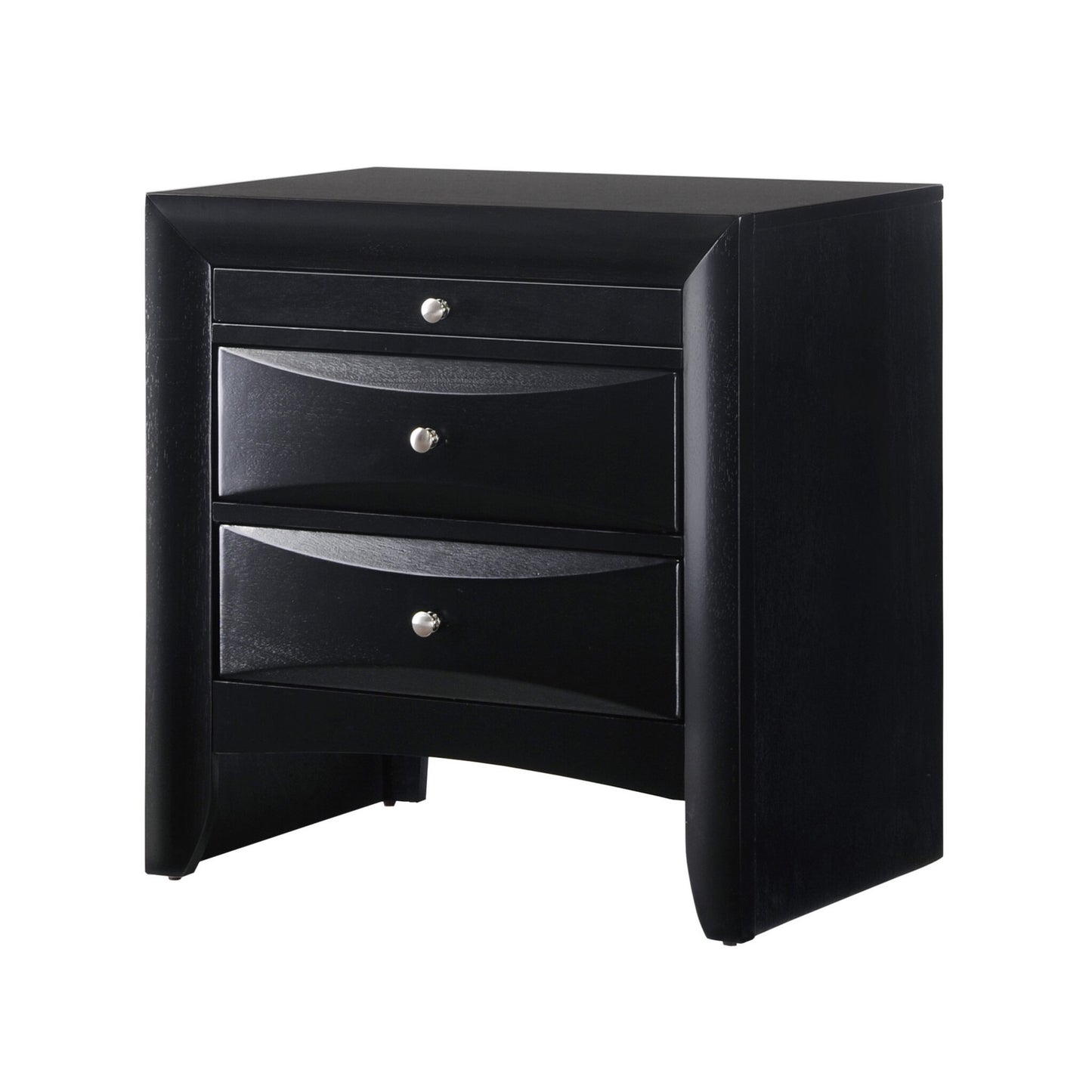 Contemporary Style Nightstand End Table 1Pc Black Finish Wood Veneers & Solids 2 Storage Drawers