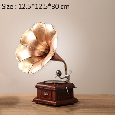 Retro Gramophone Model European Ornaments Gramophone Decoration Iron Record Player Model Crafts Home Ornaments Home Decorations