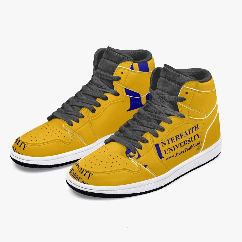 352. Interfaith University New Black High-Top Leather Sneakers