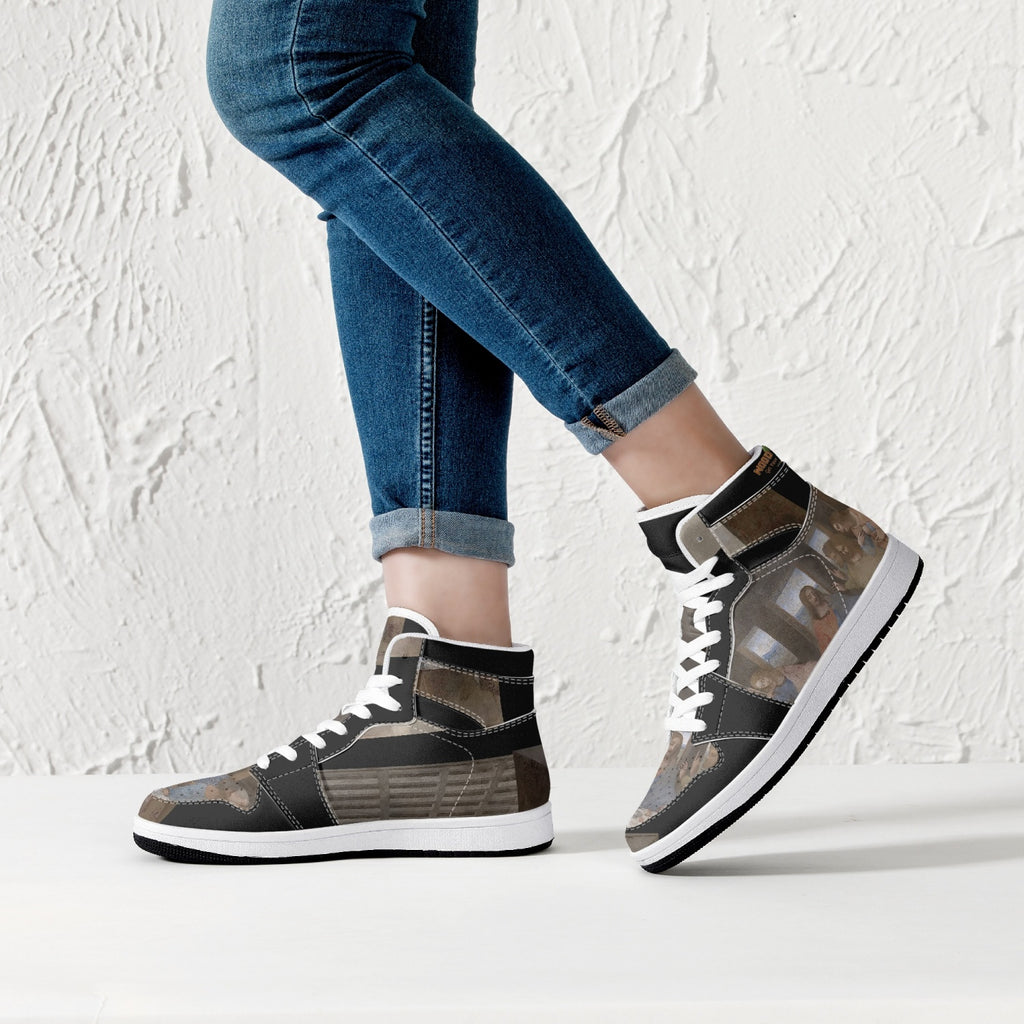 209. Custom Designed The Last Supper High-Top Leather Sneakers - White / Black