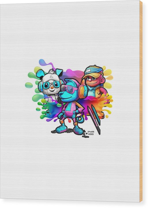 Cartoon Squad - Wood Print