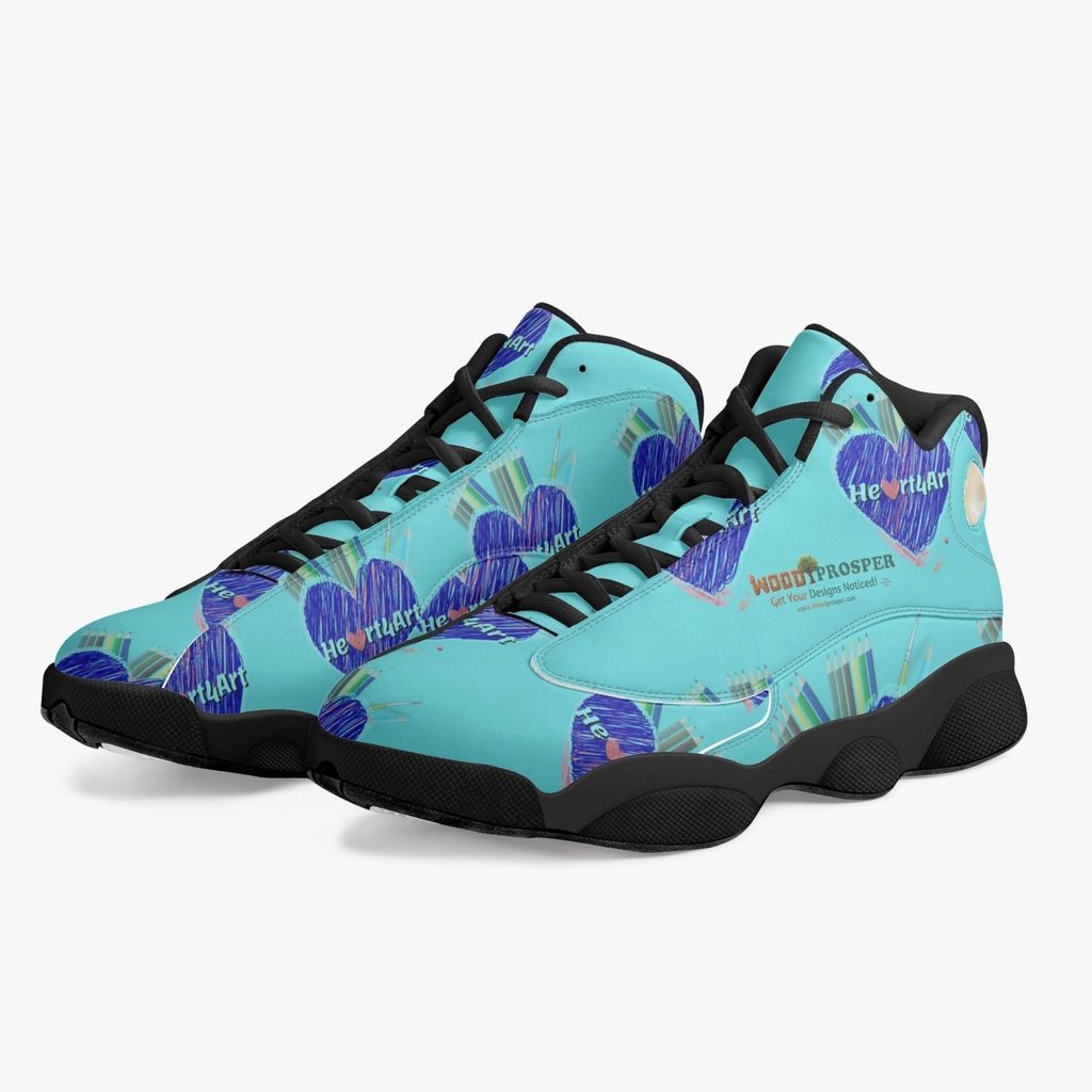 326. Heart4Art Black Sole High-Top Leather Basketball Sneakers