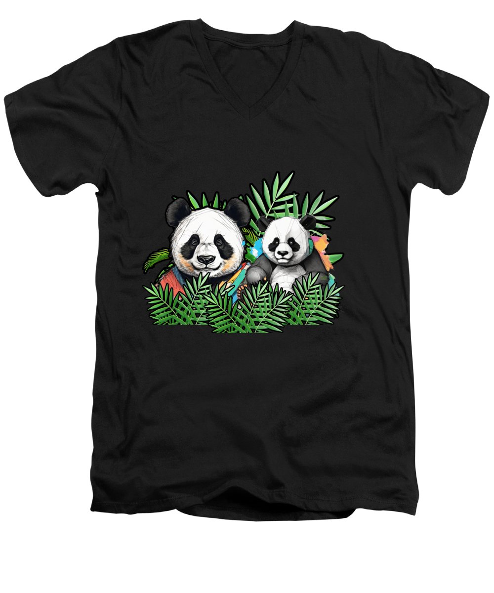 Colorful Panda - Men's V-Neck T-Shirt