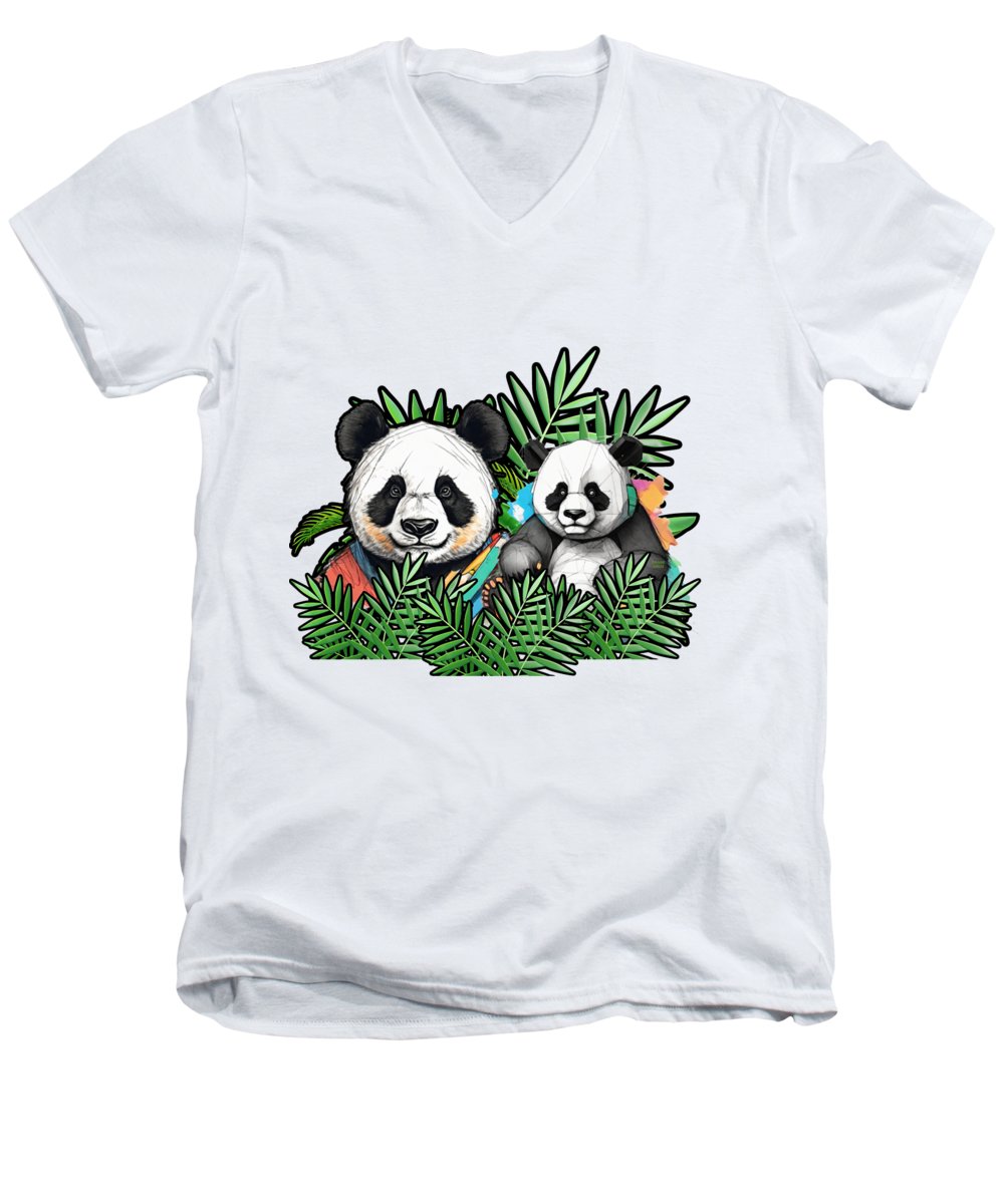 Colorful Panda - Men's V-Neck T-Shirt