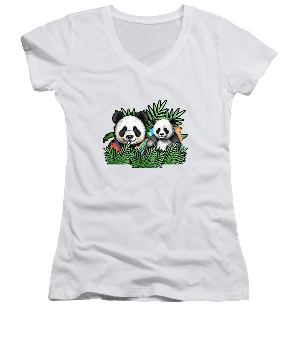 Colorful Panda - Women's V-Neck