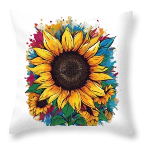 Colorful Sunflower - Throw Pillow