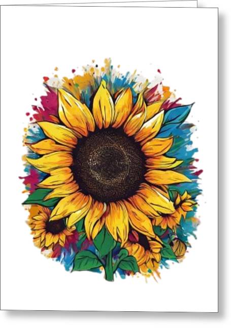 Colorful Sunflower - Greeting Card