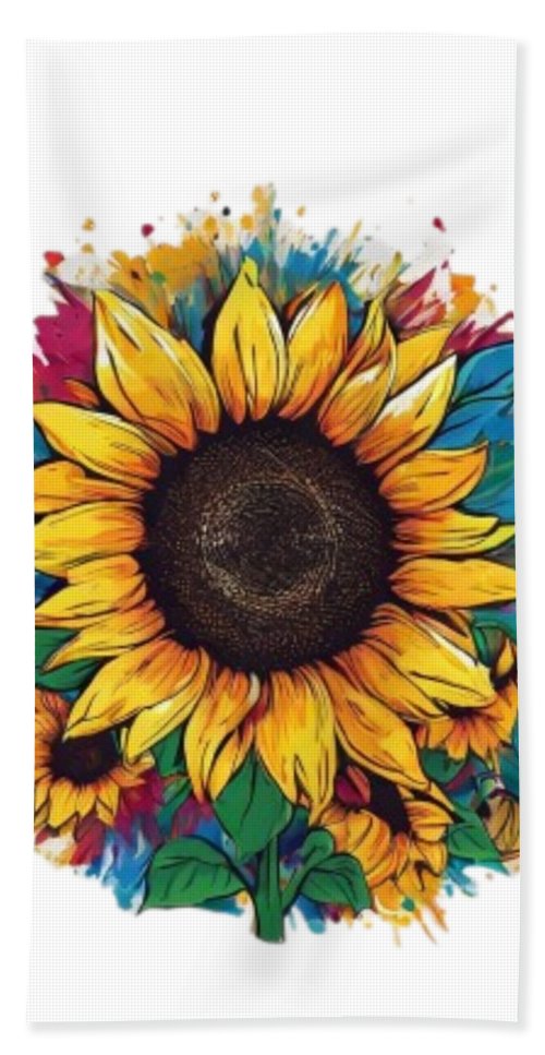 Colorful Sunflower - Beach Towel