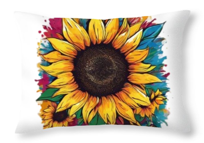 Colorful Sunflower - Throw Pillow