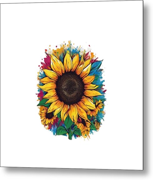 Colorful Sunflower - Metal Print