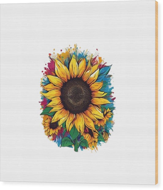 Colorful Sunflower - Wood Print