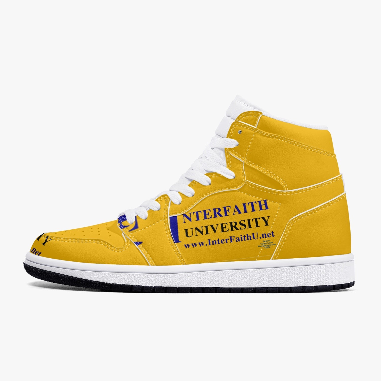 352. Interfaith University New Black High-Top Leather Sneakers
