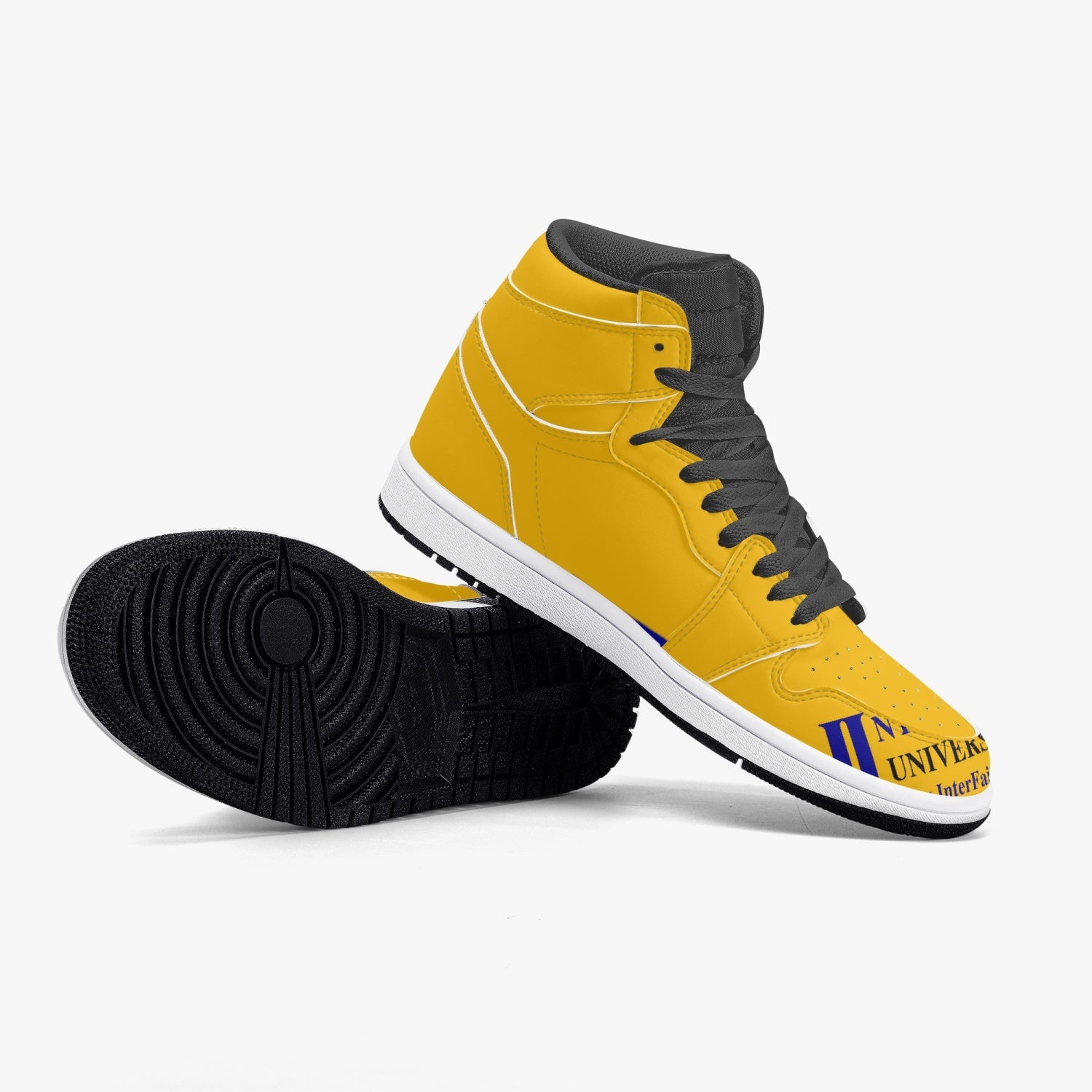 352. Interfaith University New Black High-Top Leather Sneakers