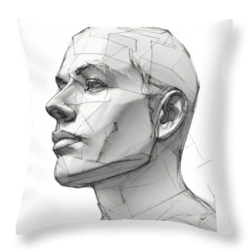 Human Face Sketch - Throw Pillow