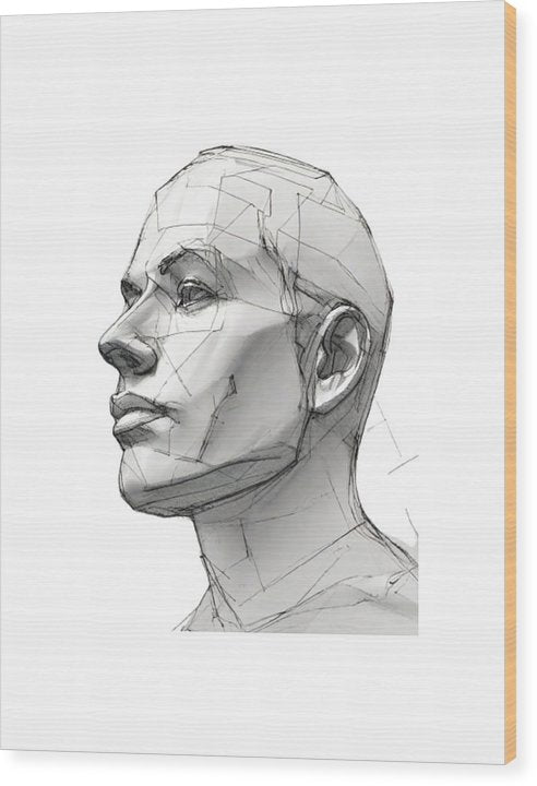 Human Face Sketch - Wood Print