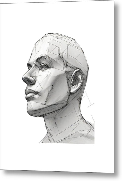 Human Face Sketch - Metal Print