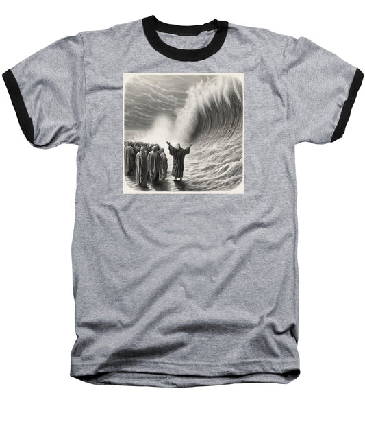 Moses Parting The Red Sea - Baseball T-Shirt