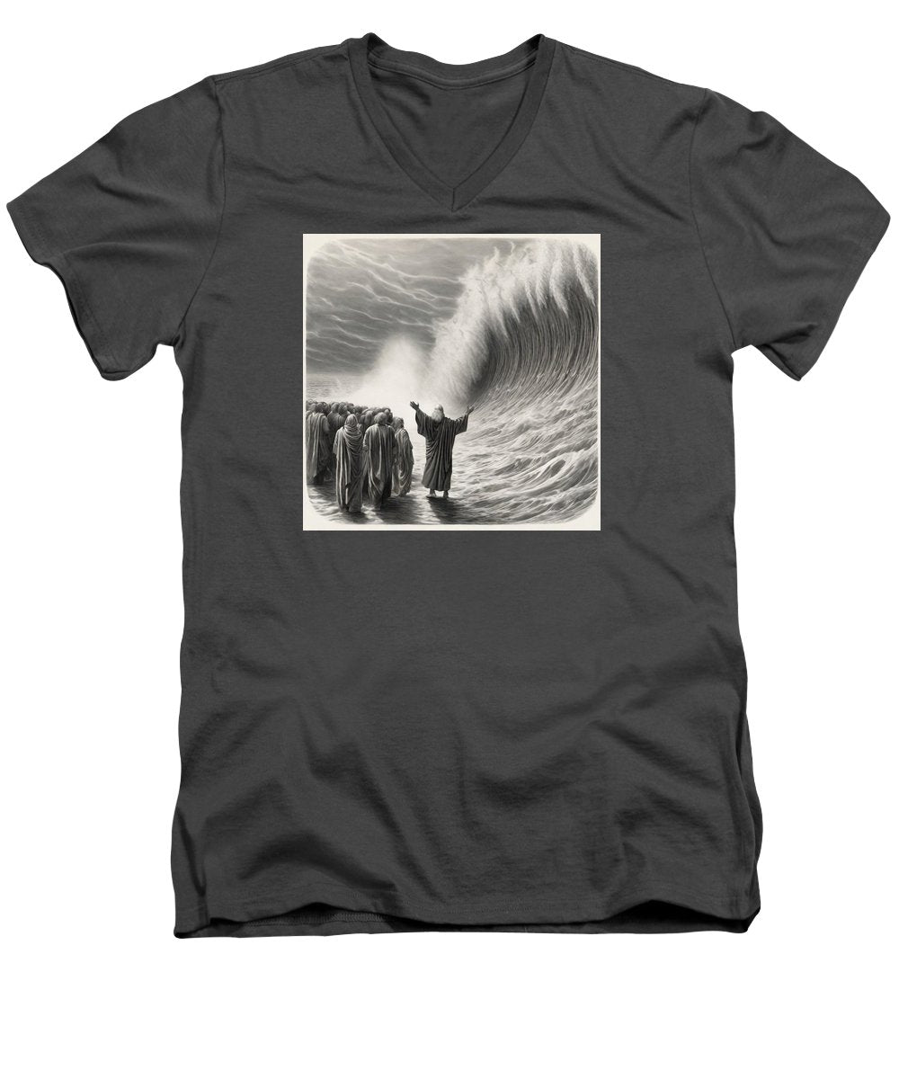 Moses Parting The Red Sea - Men's V-Neck T-Shirt