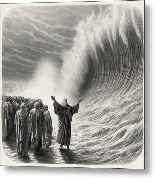 Moses Parting The Red Sea - Metal Print