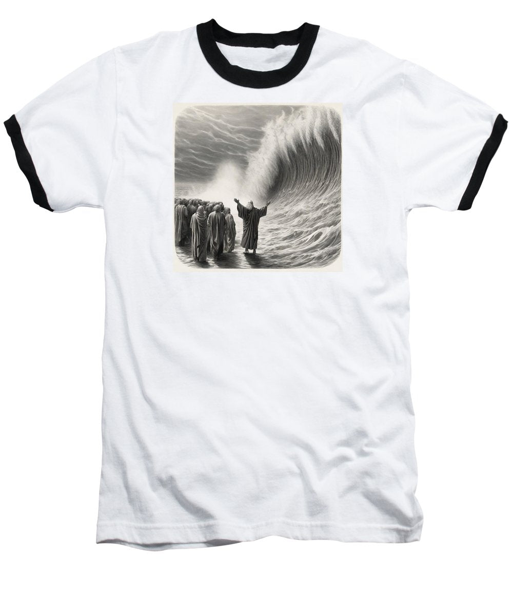 Moses Parting The Red Sea - Baseball T-Shirt