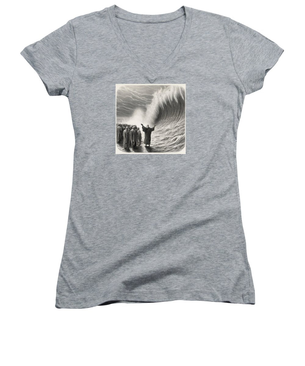 Moses Parting The Red Sea - Women's V-Neck