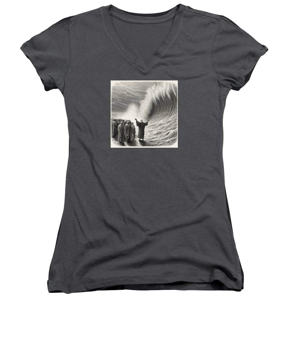 Moses Parting The Red Sea - Women's V-Neck