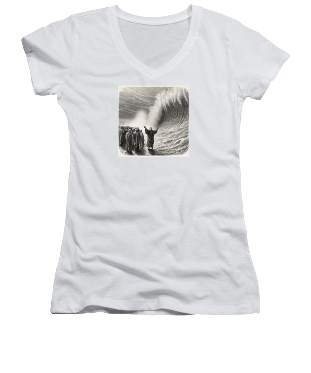 Moses Parting The Red Sea - Women's V-Neck