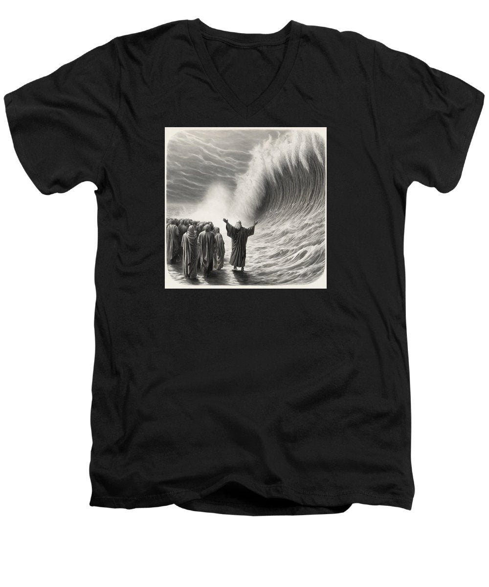 Moses Parting The Red Sea - Men's V-Neck T-Shirt